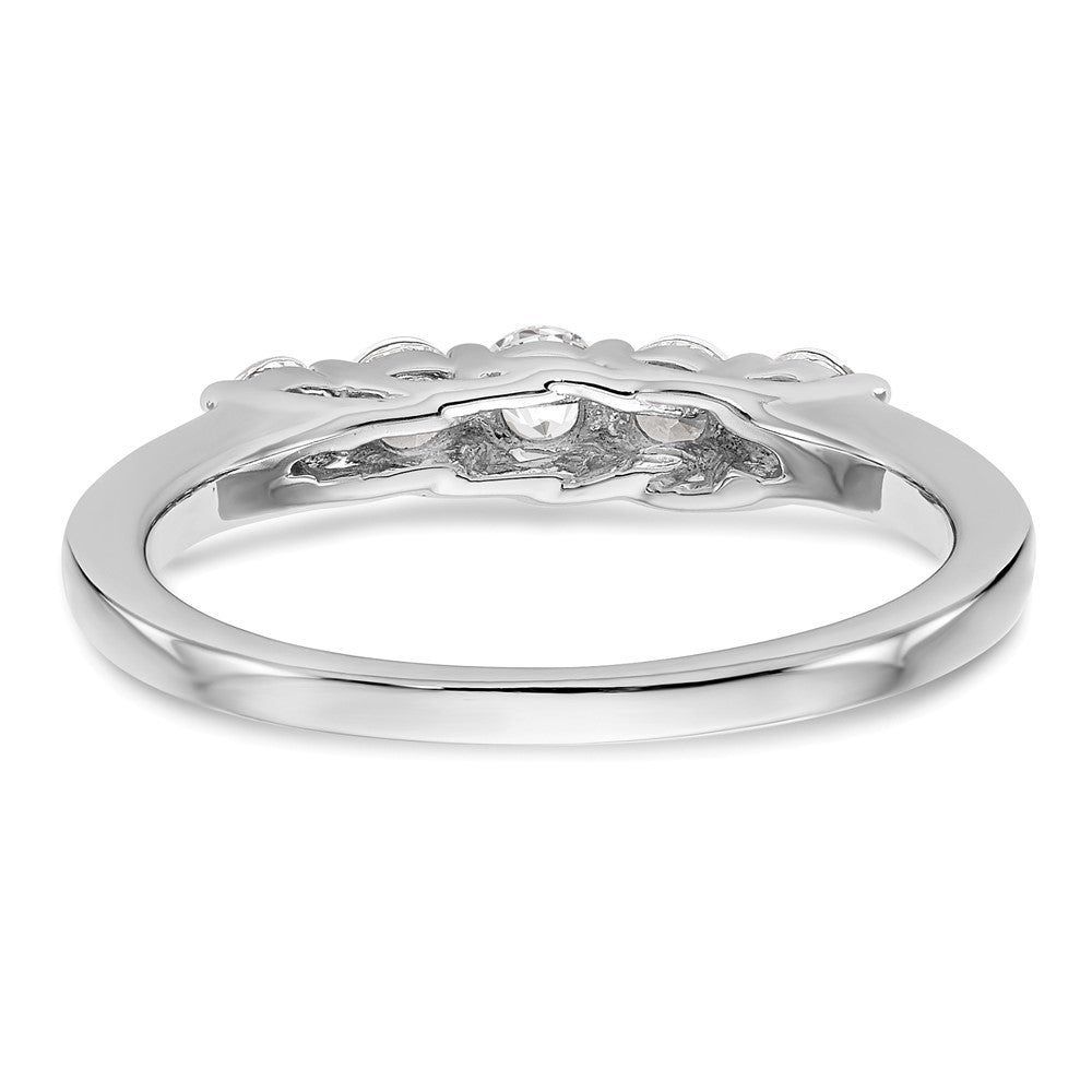 14k White Gold 5-Stone Shared Prong 1/2 carat Complete Round Diamond Band