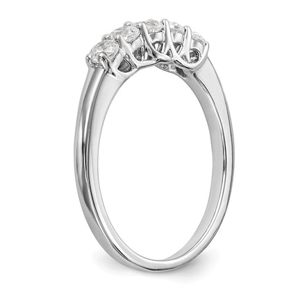 14k White Gold 5-Stone Shared Prong 1/2 carat Complete Round Diamond Band