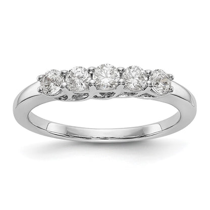 14k White Gold 5-Stone Shared Prong 1/2 carat Complete Round Diamond Band