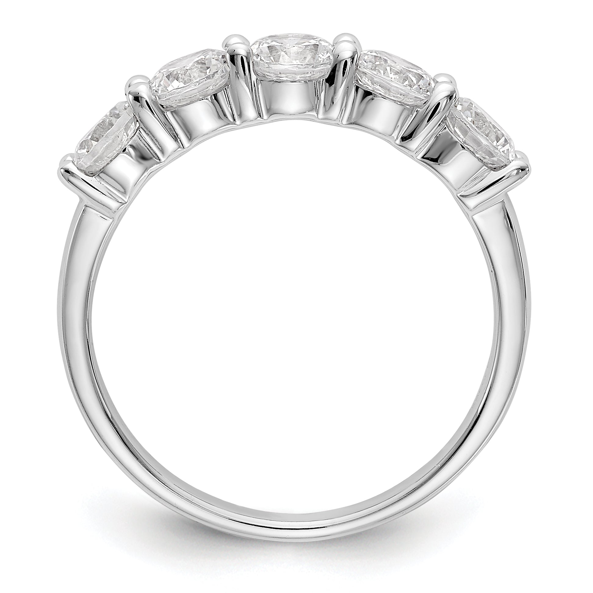 1.33ct. CZ Solid Real 14K White Gold 5-Stone Wedding Band Ring