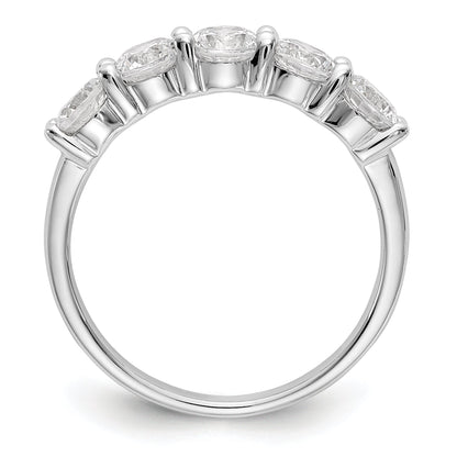 1.33ct. CZ Solid Real 14K White Gold 5-Stone Wedding Band Ring
