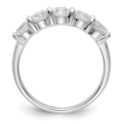 14K White Gold 5-Stone Real Diamond Band