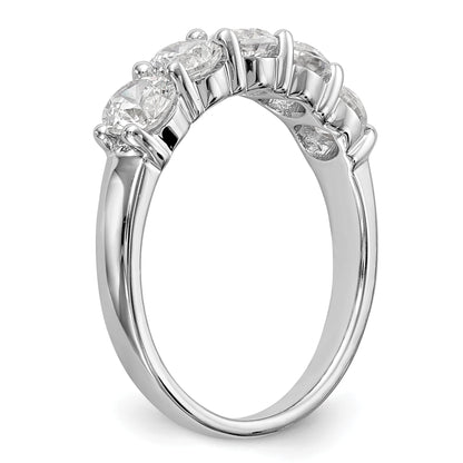 1.33ct. CZ Solid Real 14K White Gold 5-Stone Wedding Band Ring