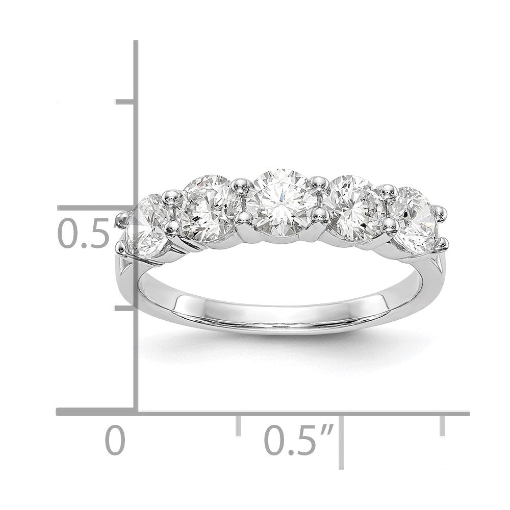 14K White Gold 5-Stone Real Diamond Band