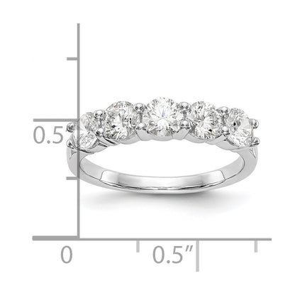 14K White Gold 5-Stone Real Diamond Band