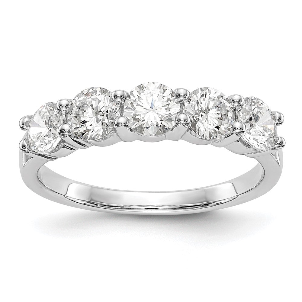 14K White Gold 5-Stone Real Diamond Band