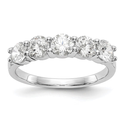 14K White Gold 5-Stone Real Diamond Band