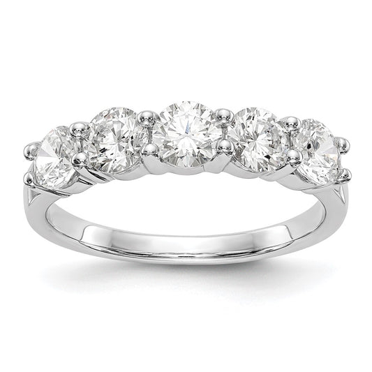 14K White Gold 5-Stone Real Diamond Band