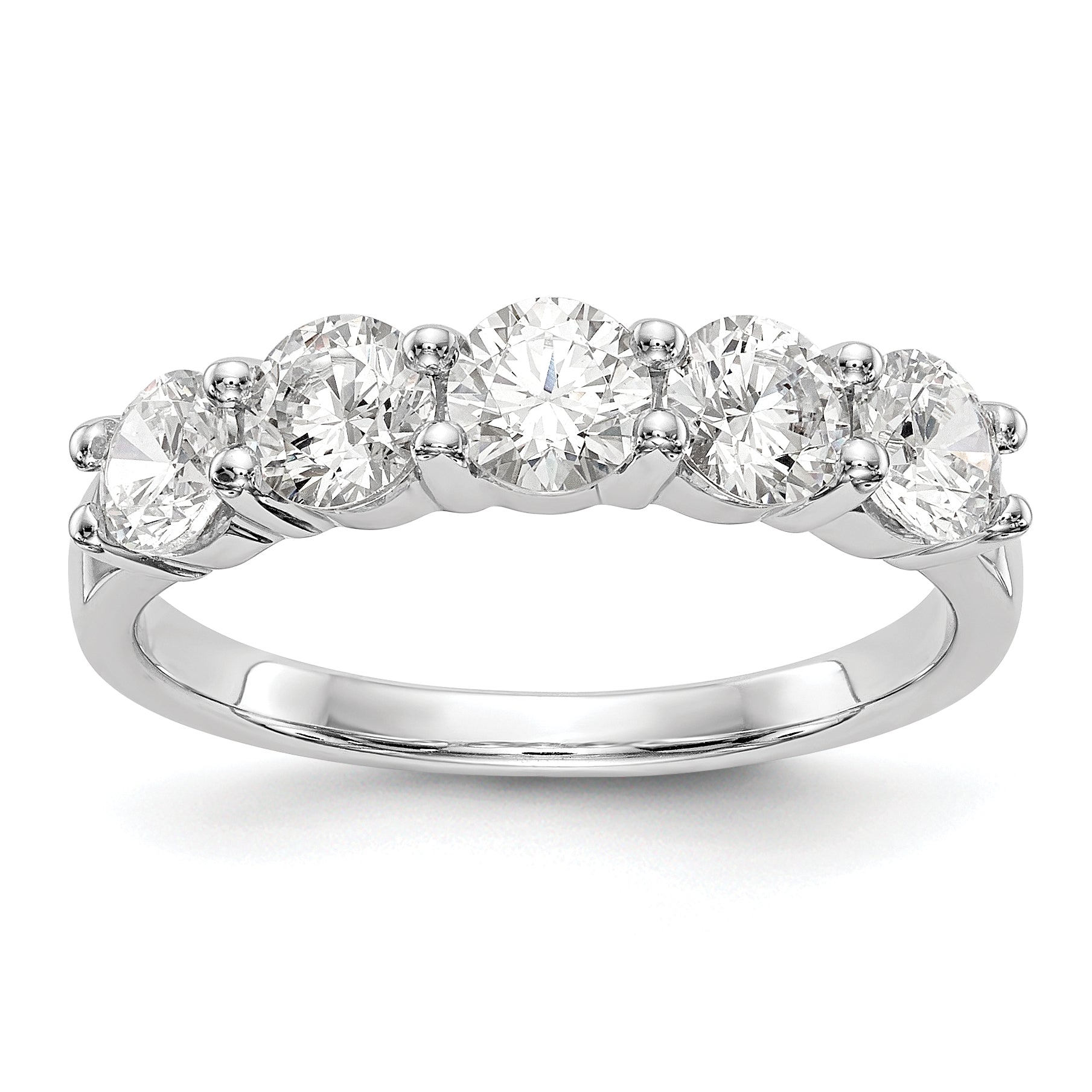 1.33ct. CZ Solid Real 14K White Gold 5-Stone Wedding Band Ring