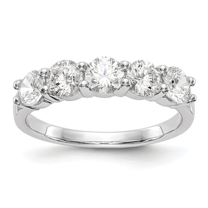 1.33ct. CZ Solid Real 14K White Gold 5-Stone Wedding Band Ring