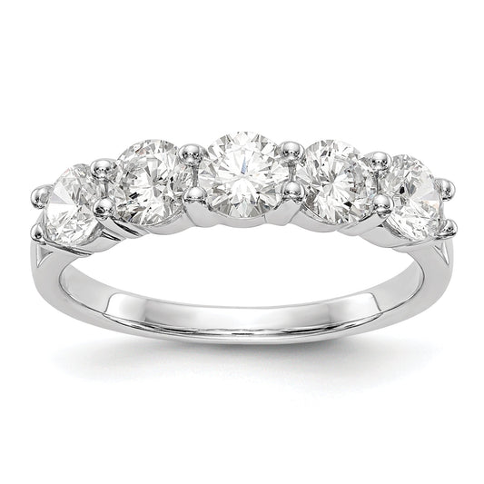 1.33ct. CZ Solid Real 14K White Gold 5-Stone Wedding Band Ring