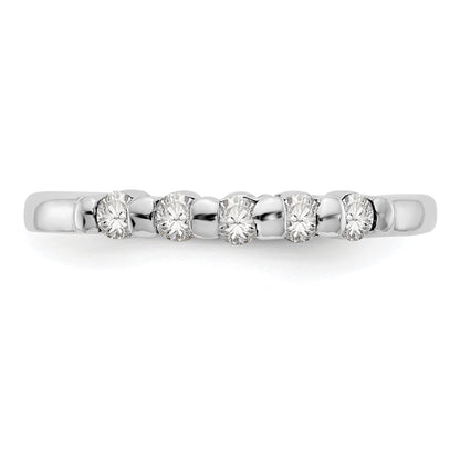 0.25ct. CZ Solid Real 14K White Gold 5-Stone Wedding Band Ring