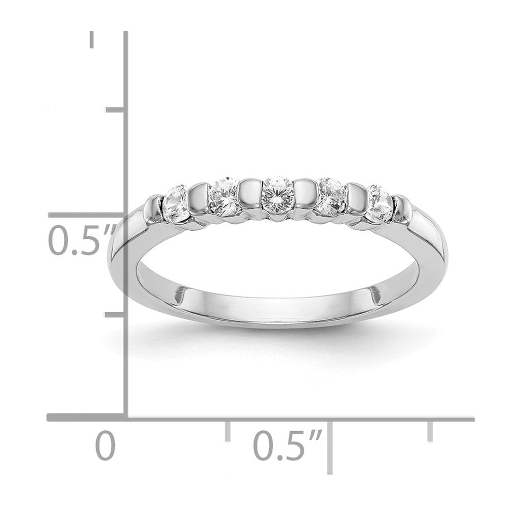 14K White Gold 5-Stone Real Diamond Band