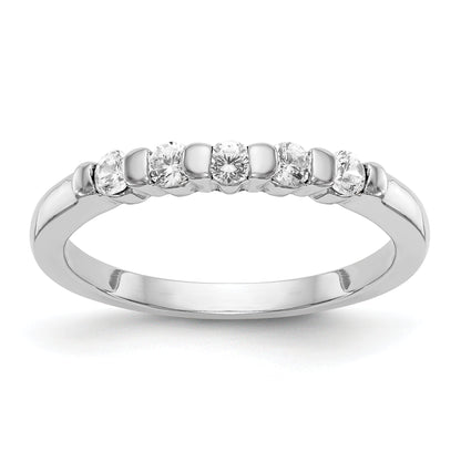0.25ct. CZ Solid Real 14K White Gold 5-Stone Wedding Band Ring