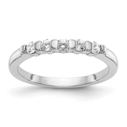 14K White Gold 5-Stone Real Diamond Band