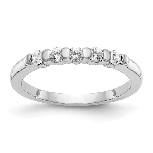 14k white gold 5 stone real diamond band x9029