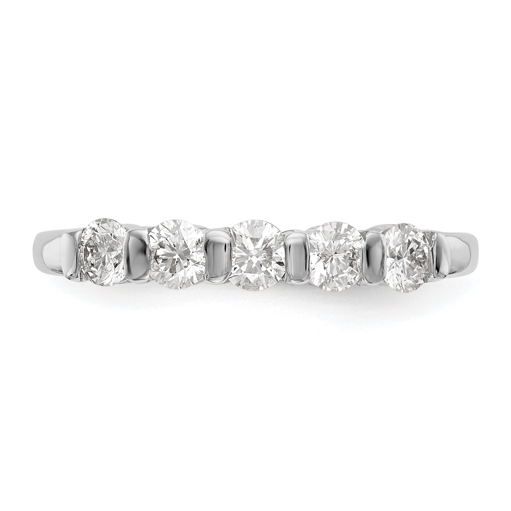 0.47ct. CZ Solid Real 14K White Gold 5-Stone Wedding Band Ring