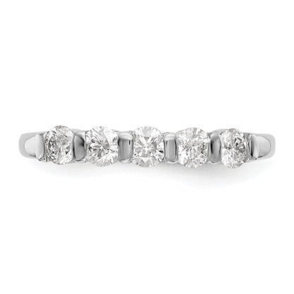 0.47ct. CZ Solid Real 14K White Gold 5-Stone Wedding Band Ring