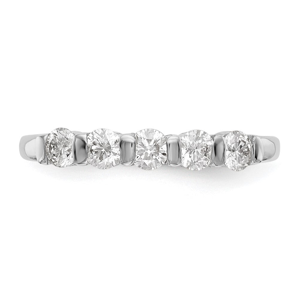 14K White Gold 5-Stone Real Diamond Band