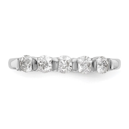 14K White Gold 5-Stone Real Diamond Band