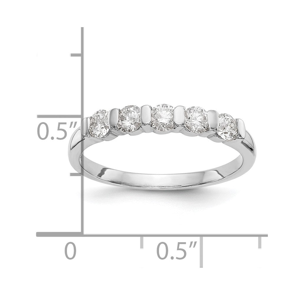 14K White Gold 5-Stone Real Diamond Band