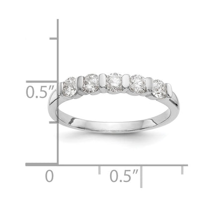 14K White Gold 5-Stone Real Diamond Band