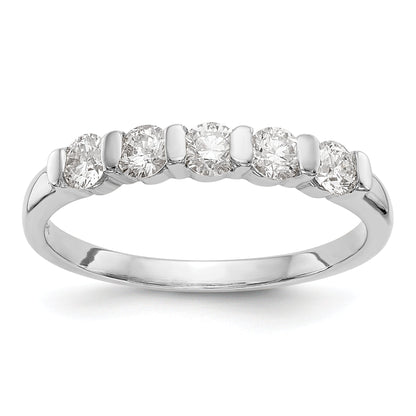 0.47ct. CZ Solid Real 14K White Gold 5-Stone Wedding Band Ring