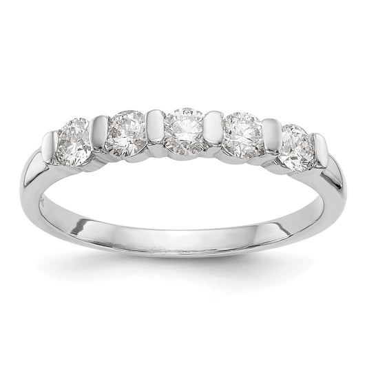 0.47ct. CZ Solid Real 14K White Gold 5-Stone Wedding Band Ring