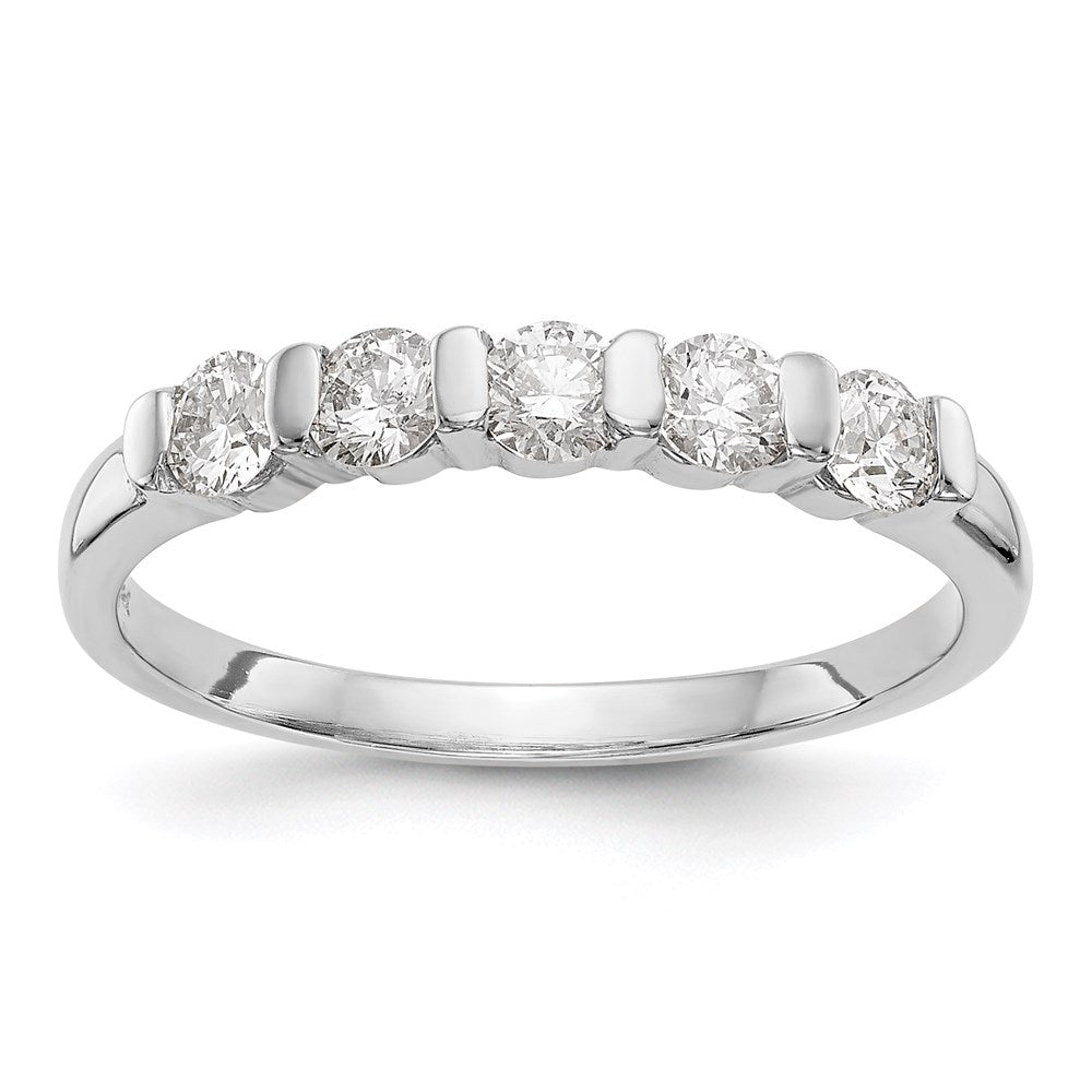 14k white gold 5 stone real diamond band x9028