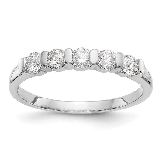 14k white gold 5 stone real diamond band x9028