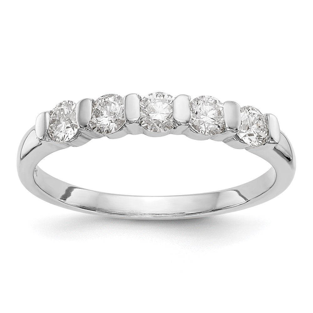 14K White Gold 5-Stone Real Diamond Band