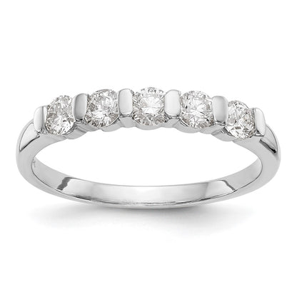 14K White Gold 5-Stone Real Diamond Band