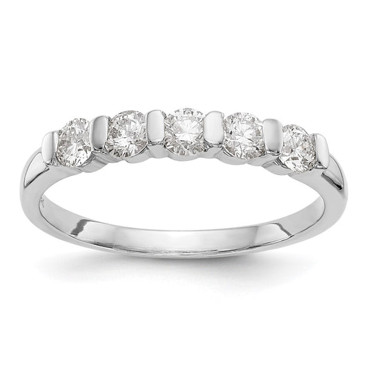 14K White Gold 5-Stone Real Diamond Band