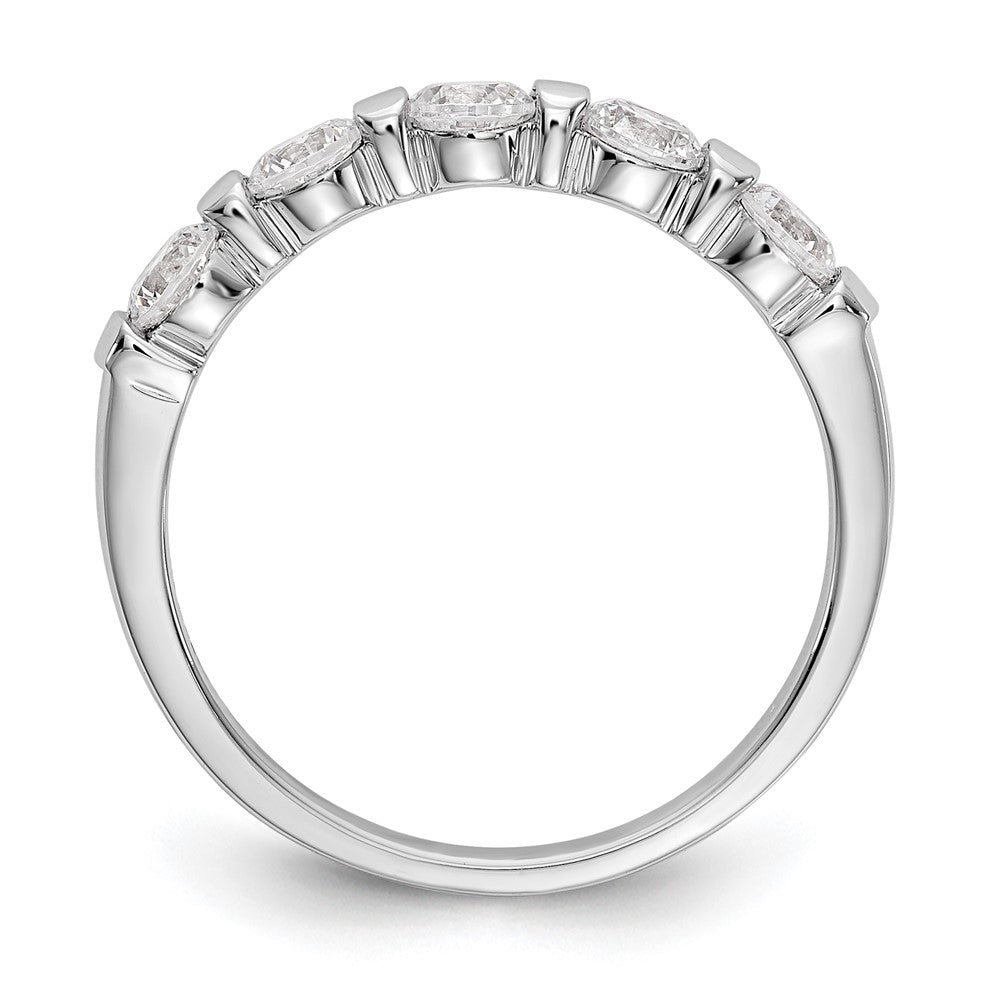 14K White Gold 5-Stone Real Diamond Band