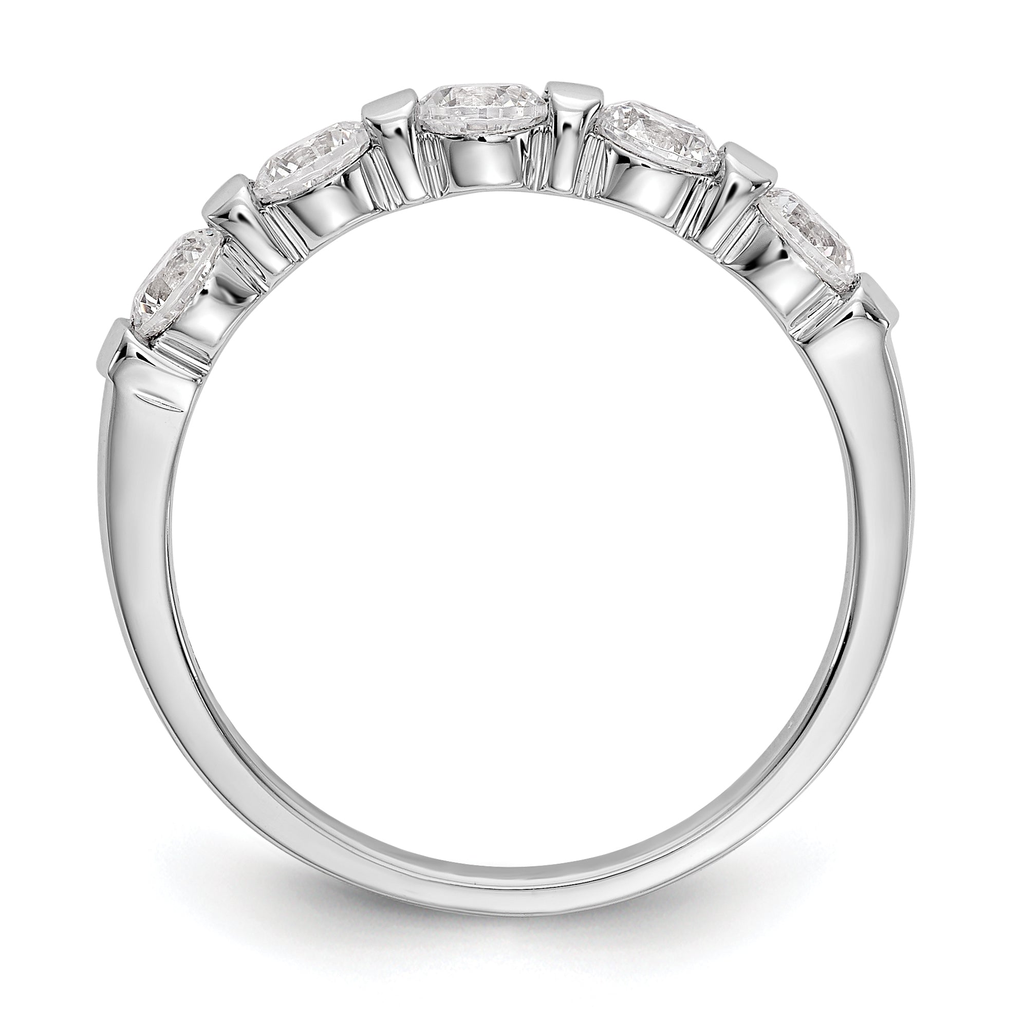 0.75ct. CZ Solid Real 14K White Gold 5-Stone Wedding Band Ring