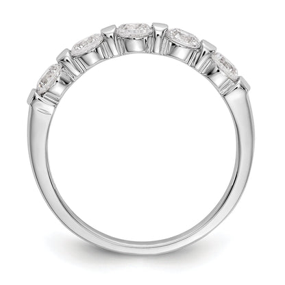 0.75ct. CZ Solid Real 14K White Gold 5-Stone Wedding Band Ring