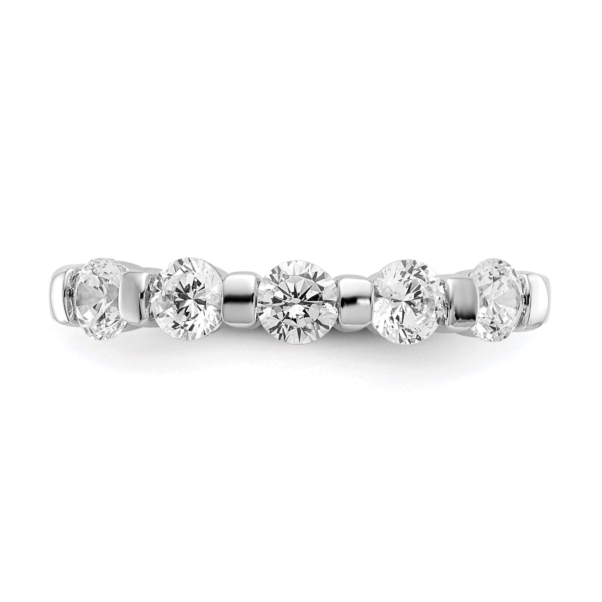 0.75ct. CZ Solid Real 14K White Gold 5-Stone Wedding Band Ring