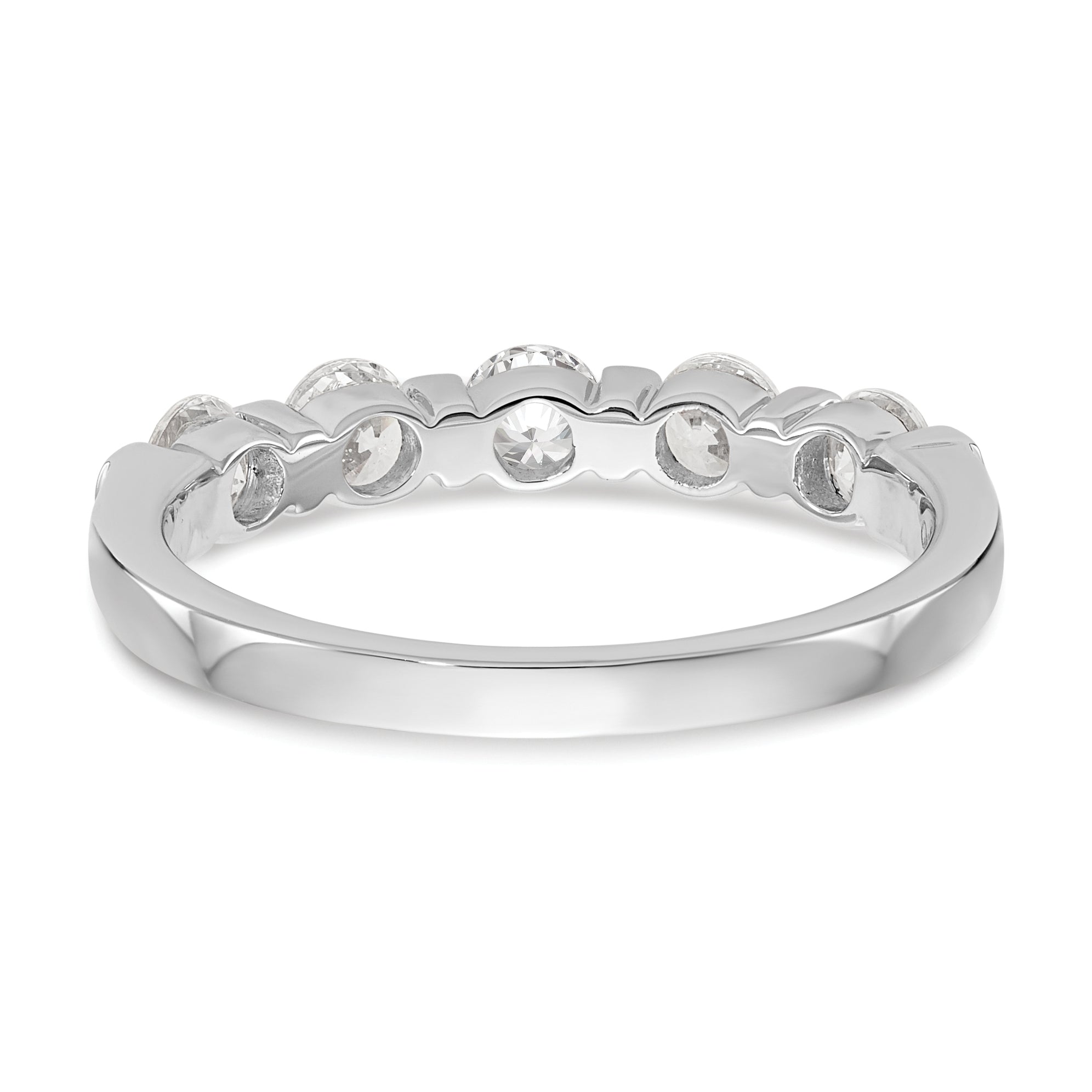 0.75ct. CZ Solid Real 14K White Gold 5-Stone Wedding Band Ring