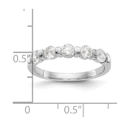 14K White Gold 5-Stone Real Diamond Band