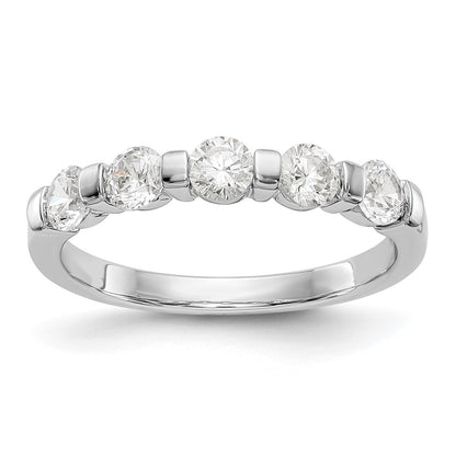 14K White Gold 5-Stone Real Diamond Band
