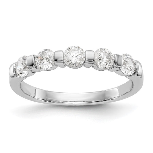 14K White Gold 5-Stone Real Diamond Band