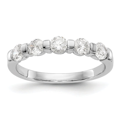 0.75ct. CZ Solid Real 14K White Gold 5-Stone Wedding Band Ring