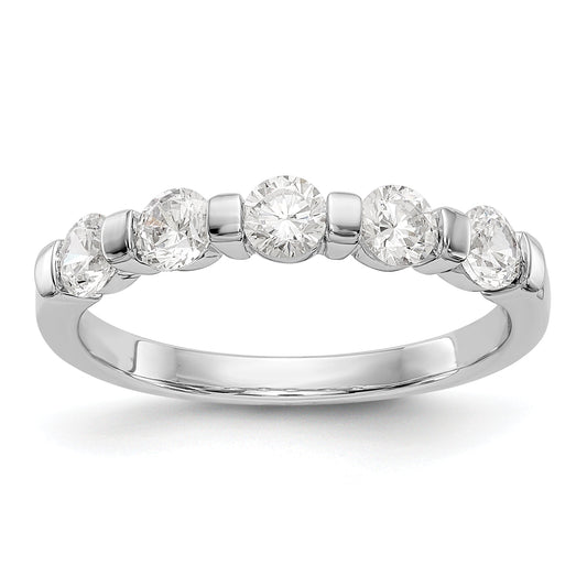 0.75ct. CZ Solid Real 14K White Gold 5-Stone Wedding Band Ring