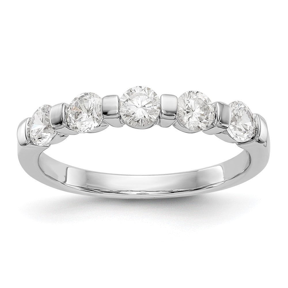 14K White Gold 5-Stone Real Diamond Band