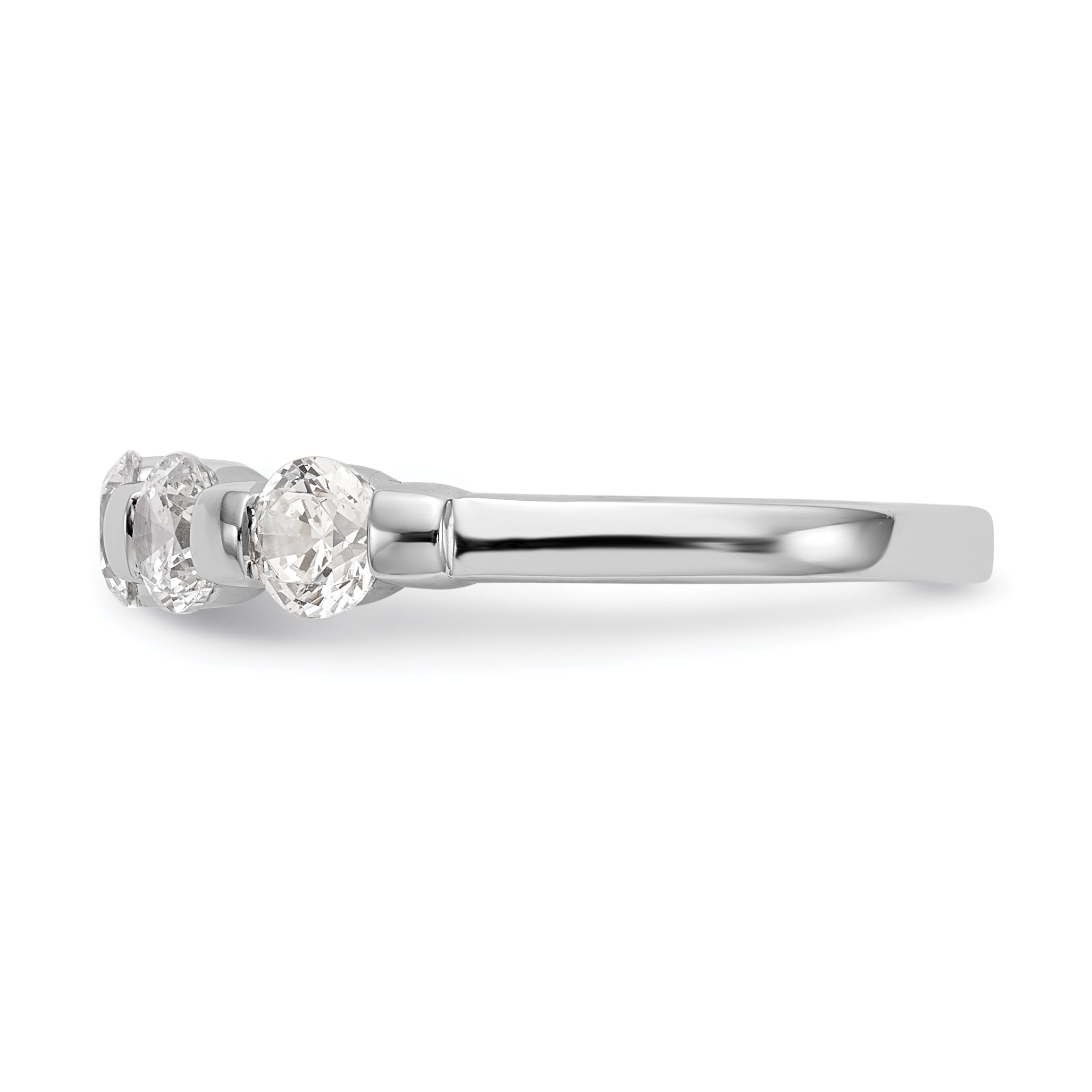 1.00ct. CZ Solid Real 14K White Gold 5-Stone Wedding Band Ring
