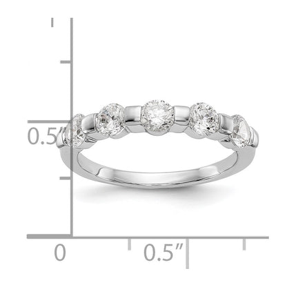 14K White Gold 5-Stone Real Diamond Band