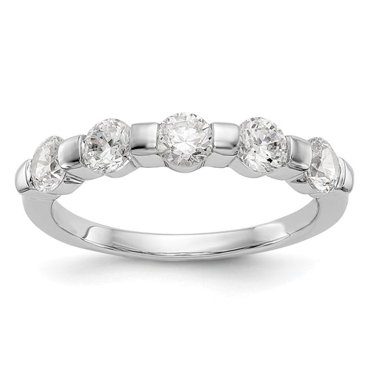 14K White Gold 5-Stone Real Diamond Band