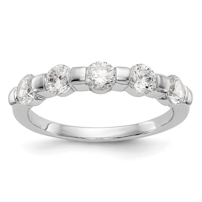 1.00ct. CZ Solid Real 14K White Gold 5-Stone Wedding Band Ring