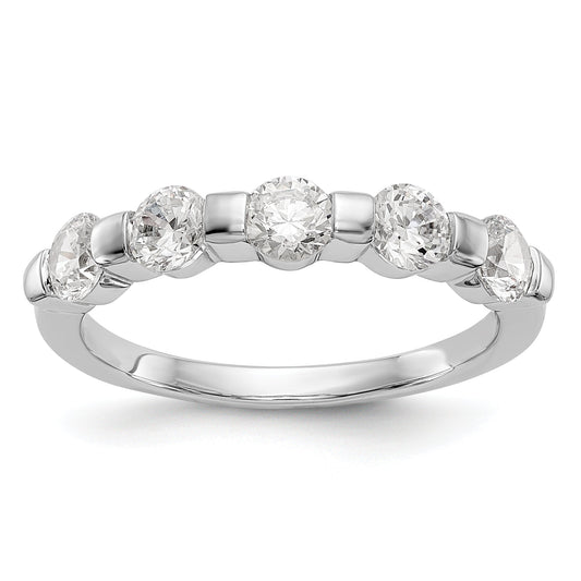 1.00ct. CZ Solid Real 14K White Gold 5-Stone Wedding Band Ring