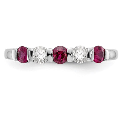14k White Gold Real Diamond w/Ruby Band